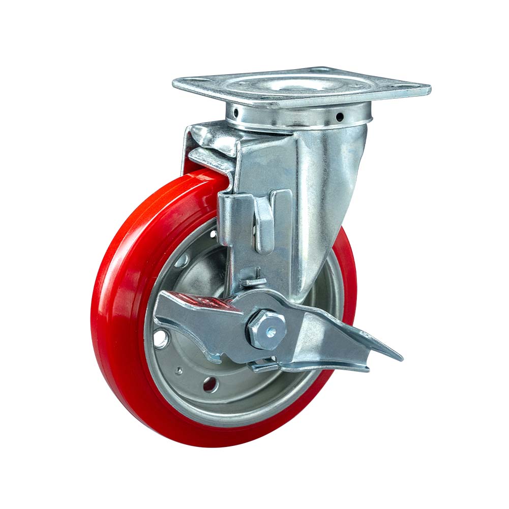 Medium Heavy-duty Steel Disk Core Polyurethane Tread Swivel Brake Caster (DS32 series)