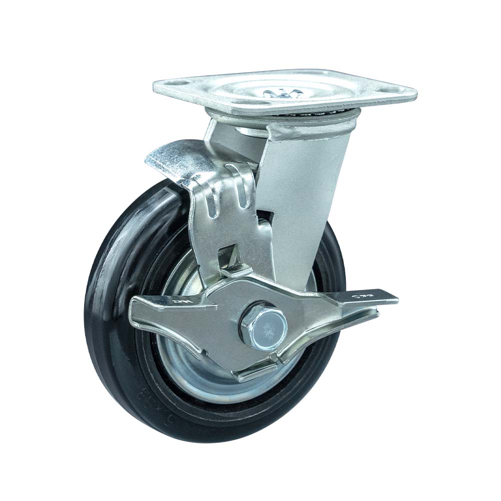  Medium Heavy-duty Iron Core Rubber Tread Swivel Brake Caster (DS34 Series)