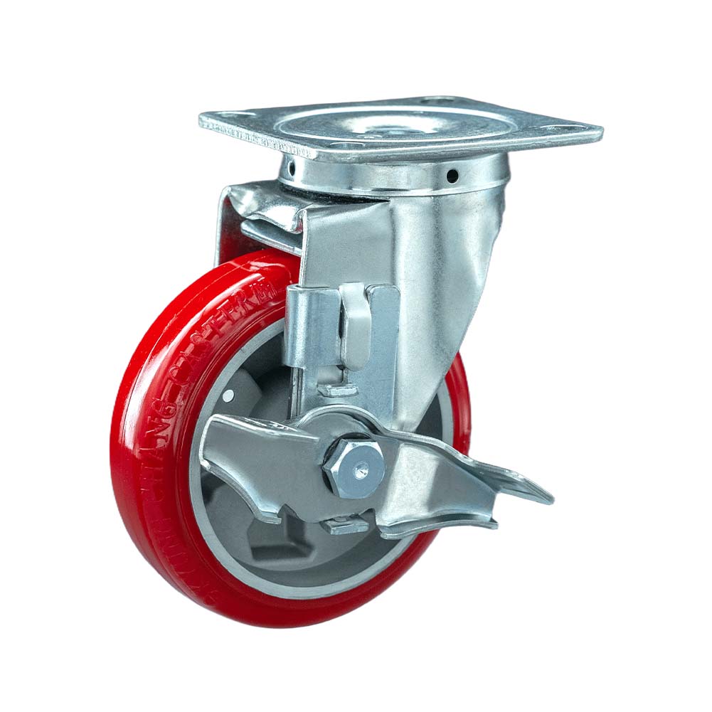 Medium Heavy-Duty Aluminum Core Polyurethane Tread Brake Caster (DS32 series)