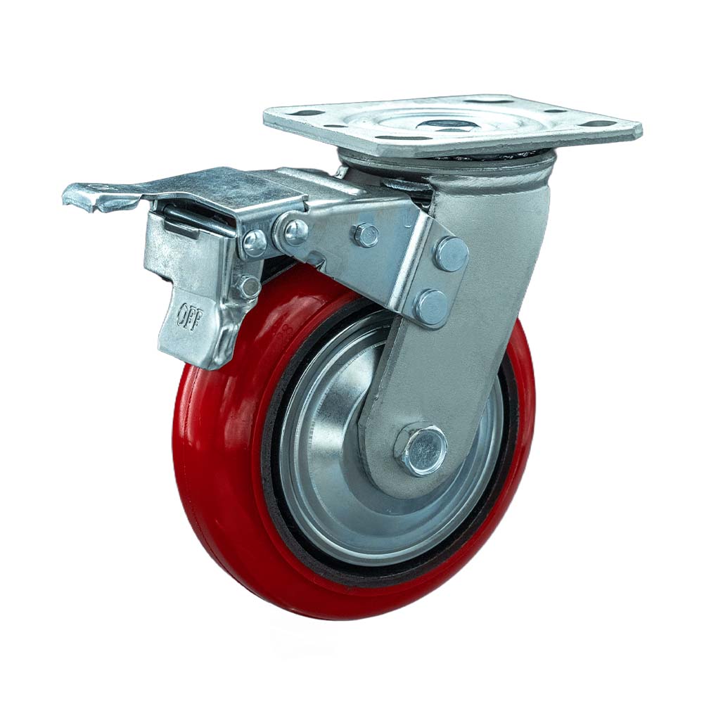 Heavy-duty  Iron Core Polyurethane Tread Dual Brake Caster (DS40 Series)