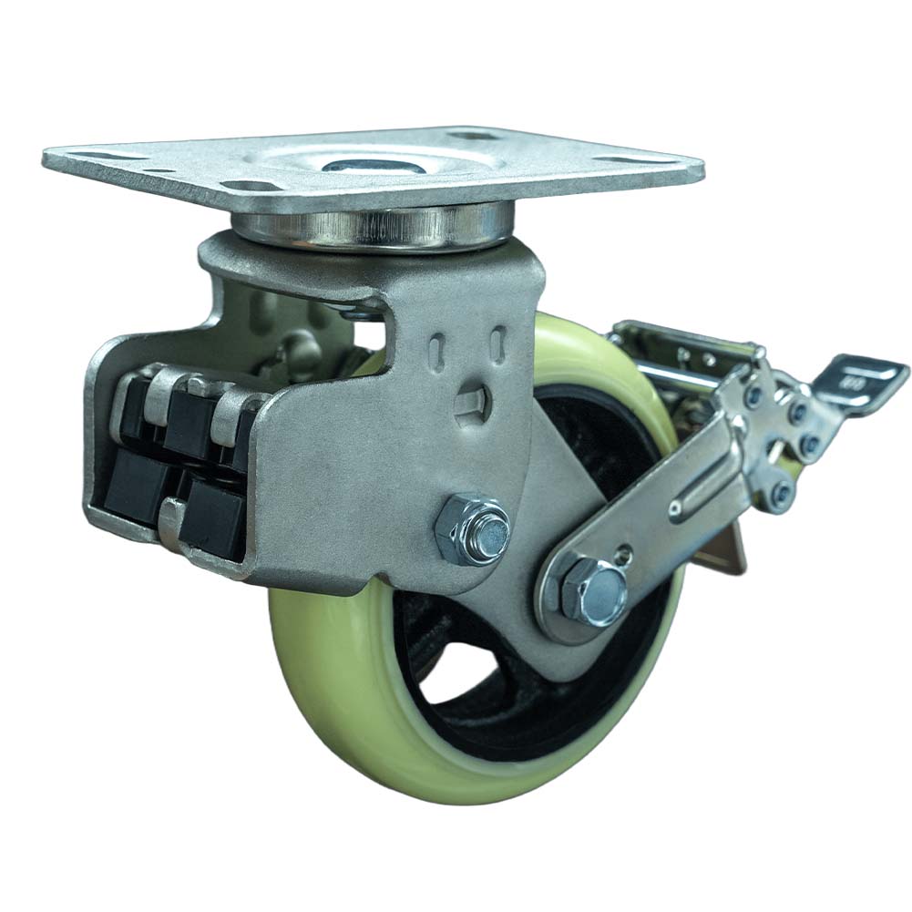 Shock Absorbing  Heavy Duty Iron Core Polyurethane Tread  Swivel Brake Caster(DS-98 Series)