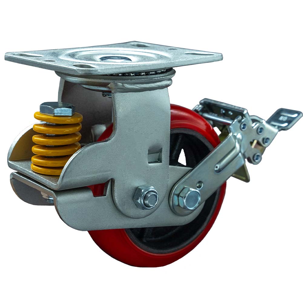 Shock Absorbing  Heavy Duty Iron Core Polyurethane Tread  Swivel Brake Caster(DS-94 Series)