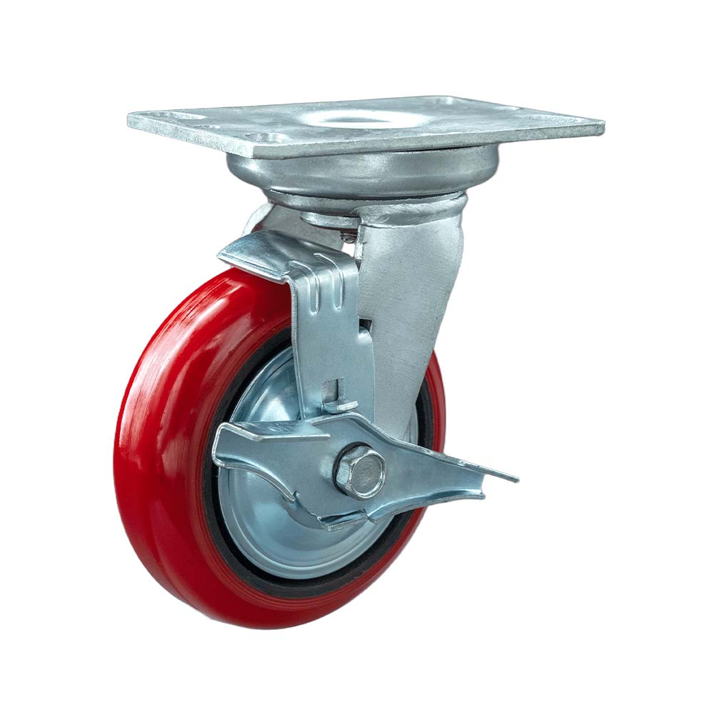 Shock Absorbing  Heavy Duty Iron Core Polyurethane Tread  Swivel Brake Caster(DS-93 Series)