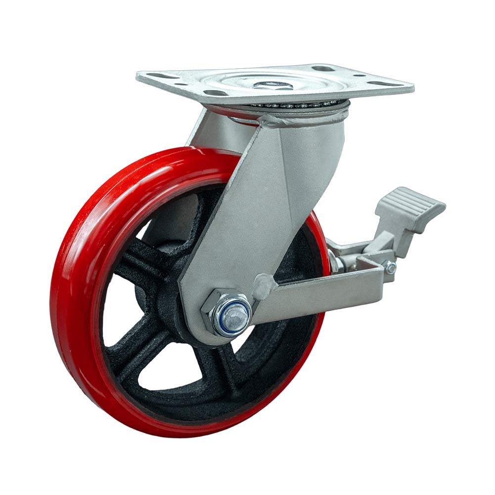 Heavy Duty Iron Core Polyurethane Tread Side Brake Caster(DS-42 Series)